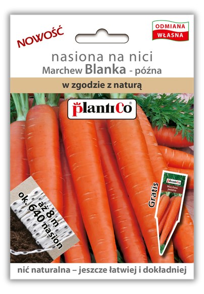 Torebka: marchew jadalna Blanka, nasiona na nici PlantiCo