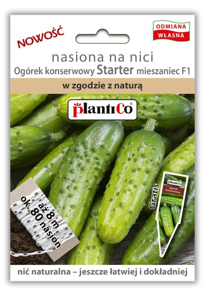 Torebka: ogórek konserwowy Starter F1, nasiona na nici PlantiCo