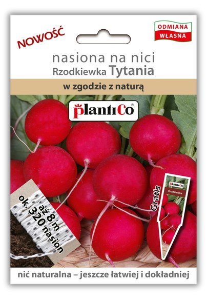 Torebka: rzodkiewka Tytania, nasiona na nici PlantiCo